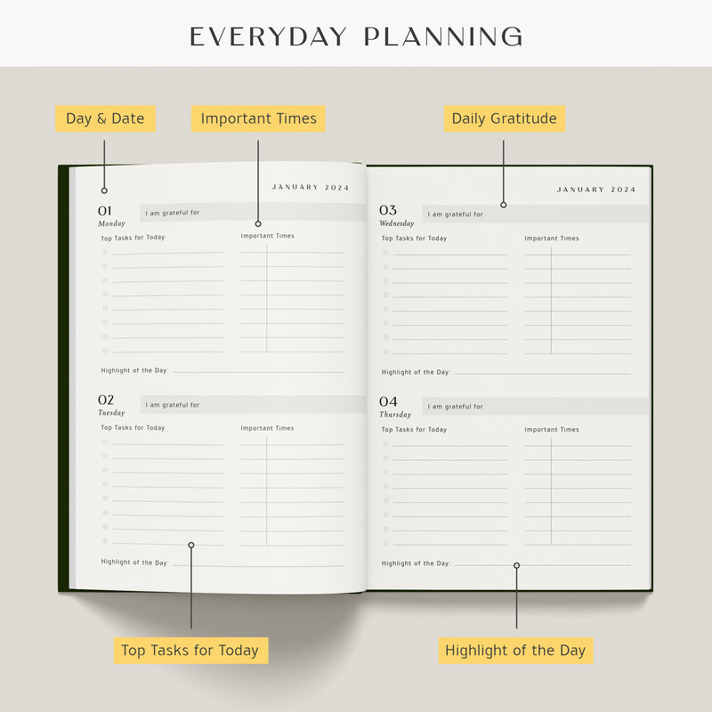2024 Daily Dairy Planner 365 Calendar Note 2024 Day Book Planner 2024 Daily  Planner 2024 Diary Journal One Day per Two Page Agenda 
